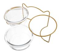 ifundom Cuenco para Gatos Doble de Vidrio Soporte Inclinado Antideslizante, Tazón Elevado para Mascotas, Adecuado para Alimentación Cómoda y Estable en Gatos y Perros Pequeños