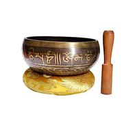 ifundom Cuenco Tibetano de Meditación para Yoga y Relajación, Hecho de Cobre y Madera con Diseño Grabado y Mazo Pequeño para Bienestar y Equilibrio del Cuerpo Varios estilos