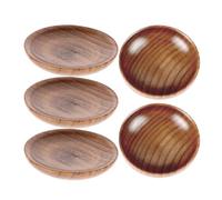 ifundom Cuencos de Madera para Mojar 7.5 Cm, Juego de 5 Platos Redondos para Salsa de Soja y Condimentos, Color Retro, Ideales para Sushi y Mesa de Comedor