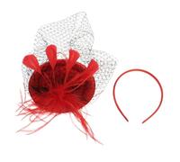 ifundom Diadema Vintage con Velo Rojo para Bodas y Fiestas Tocado Pastillero Retro Elegante para Eventos y Cócteles