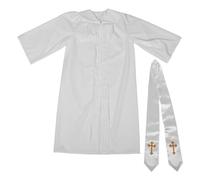 ifundom Disfraz de Sacerdote para Hombre Túnica de Poliéster en Color Claro y Estola, Cómodo y Resistente a Colores Vivos para Eventos Temáticos y Cosplay