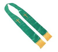 ifundom Estola Clerical Bordada con Cruz y Borlas, 135 Cm, Verde, Unisex para Boda y Servicios Religiosos, Accesorio Tradicional para Sacerdotes y Pastores