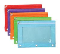 ifundom Estuche para Lápices de Carpeta de 3 Anillos Bolsa Organizadora de Documentos B5 de Tela Oxford 5 Unidades Multicolor Rojo Púrpura Naranja Verde Fluorescente Azul Claro