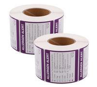 ifundom Etiquetas de Alérgenos Adhesivas 5 CM 2 Pulgadas 600 Unidades en 2 Rollos de Papel Couché Pegatinas de Advertencia Removibles para Cocinas Comerciales y Envasado Seguro de