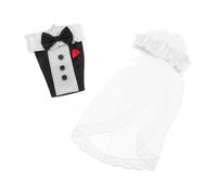ifundom Fundas para Botellas de Vino en Tejido Juego de 2 Decoración Elegante Trajes de Novia y Novio para Centros de Mesa en Bodas y Fiestas