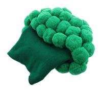 ifundom Gorro de Disfraz de Brócoli Verde de Punto con Gran Pompón Esponjoso, Cálido y Cómodo para Otoño E Invierno, Accesorio Divertido para Fiestas y Cosplay