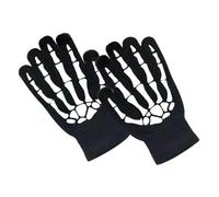 ifundom Guantes de Ciclismo Fosforescentes Dedos Completos, Talla Única, Tejido Acrílico Cálido para Ciclismo Nocturno y Decoración de Halloween, Guantes de Esqueleto para Fiesta