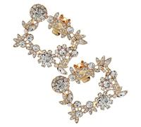 ifundom Hebillas de Zapatos Gemas de Imitación Doradas Clips Extraíbles para Tacones y Sandalias Accesorios Metálicos para Decoración de Calzado en Bodas y Fiestas Pack de 2 Unidades