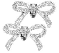 ifundom Hebillas de Zapatos Removibles Pedrería y Lazo Clip Decorativo Metálico para Tacones y Sandalias Accesorio Elegante para Boda y Fiesta 1 Par