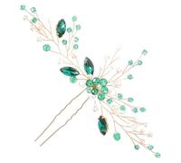 ifundom Horquilla Cristales de Gemas de Imitación Verde en Forma Novia Accesorio Elegante y Delicado para Peinados de Boda