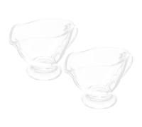 ifundom Jarra para Salsa de Vidrio 215Ml Mango Cómodo, Salsera Transparente para Leche y Vinagre, Adecuado para Hogar y Uso en Cocina, Pack de 2