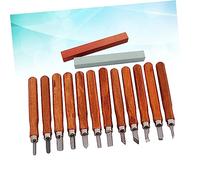 ifundom Juego De 12 Herramientas Para Pulir Guitarras y Ukeleles Mango De Madera, Piedra Para Afilar Resistente, Accesorio Práctico Para Mantenimiento y Reparación De Instrumentos Musicales