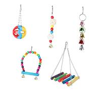 ifundom Juego De 5 Piezas Juego de Juguetes para Loros Vistoso Balancearse Columpio de Loro de Juguete pájaro Loro Columpio Juguetes Puente Colgante de Troncos de Loros de Madera