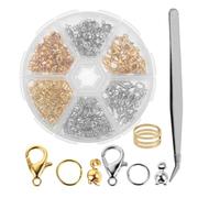 ifundom Juego de Cierres de Mosquetón de Acero Inoxidable y Anillas Abiertas para Hacer Pulseras y Collares Kit de Accesorios de Joyería DIY Cierres Metálicos Blancos K y Dorados 2