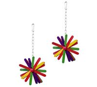 ifundom Juguete Colgante para Masticar para Pájaros Diseño de Flores de Madera 2 Piezas y Mantener Ocupados a Loros y Aves en Jaula