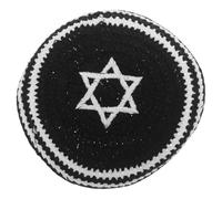 ifundom Kipá Israelí para Hombres Bordada a Mano Estrella de David en Negro y Crema, Gorro de Peregrinación Transpirable para Oración y Celebraciones Religiosas