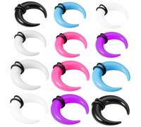 ifundom Kit de Dilatación para Septum y Oreja 12 Piezas Acrílico U-Shaped Picos 2Mm y 3Mm Transparente Morado Anillos y Pinzas para Piercing Nasal y Auricular