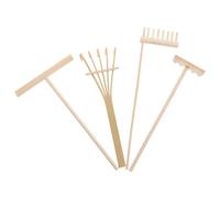 ifundom Kit Mini Jardín Zen de 4 Piezas Rastrillos Pequeños de Madera para Arena Herramientas de Rastrillado para Decoración del Hogar y Oficina Juego de Rastrillos para Jardín Zen de