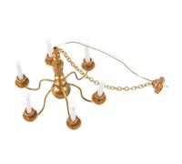 ifundom Lámpara Colgante Pequeña de Simulación LED en Miniatura para Decoración de Casas de Muñecas, Modelo de Lámpara Colgante Dorada Luz Blanca para Mesa de Arena y Accesorios de