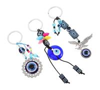 ifundom Llavero de Ojo Turco Azul 3 Piezas Colgantes de Búho Corazón Multicolor y Flor de Cuentas Accesorio Decorativo para Bolso Mochila y Llaves Amuleto Protector para Uso Diario