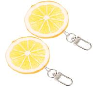 ifundom Llavero Diseño de Rodaja de Limón Llavero de Plástico 2 Unidades Colgante Decorativo para Llaves y Bolsos Accesorio Portátil para Uso Diario