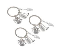 ifundom Llaveros de Metal Creativos 3 Piezas Forma de Pala y Rastrillo Plateados, Porta Llaves Decorativos para Regalos de Agradecimiento y Accesorios para Mochilas o Bolsos