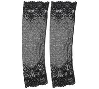 ifundom Mangas de Encaje para Cubrir Cicatrices y Tatuajes para Mujer, Color Negro, Par de 38X7.3Cm, Protección para Deportes y Actividades al Aire Libre