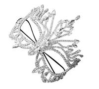 ifundom Máscara de Mascarada de Metal para Mujer Media Cara Brillantes de Imitación Plateada, Accesorio Ligero para Fiesta, Boda y Carnaval, Máscara Veneciana de Baile y Disfraz