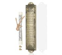 ifundom Mezuzá con Pergamino Kosher y Escritura Hebrea para Entrada de Puertas, Adorno Religioso de Metal 5.03X1.29X0.27In Decorativo para Áreas Residenciales