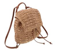 ifundom Mochila de Paja Bohemia para Mujer con Cierre de Cordón y Correas Dobles, Gran Capacidad, Adecuado para Playa y Viajes de Verano