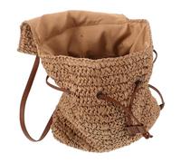 ifundom Mochila de Paja para Mujer Bolso Tejido de Yute Estilo Casual Material Natural Cordón Ajustable Uso Diario Playa Color Marrón Claro Gran Capacidad