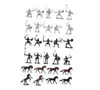 ifundom Modelos de Soldado Medieval de Plástico, Set Estático de 28 Piezas 12 Soldados, 8 Caballos y 8 Caballería, Juguetes Infantiles para Juego y Colección