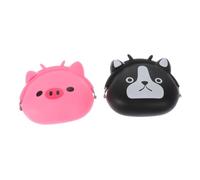 ifundom Monedero de Silicona para Monedas Dibujos Animados, 2 Piezas, Tamaño Pequeño, Material Flexible, Uso Diario para Mujer, Diseño Animal Divertido, Colores Claro y Rosa, Práctico