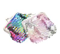 ifundom Monedero Pequeño con Purpurina para Mujer Mini Monedero Doble Cara con Cierre de Boquilla Set 2 Piezas Colores Arcoíris y Rosa Portátil para Monedas y Accesorios Diarios