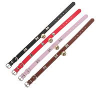 ifundom Pack de 4 Collares Ajustables para Cabras, Ovejas y Vacas Campanas, Colores Rojo, Negro, Rosa y Marrón, Accesorios para Animales de Granja en Pastoreo