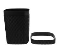 ifundom Papelera de Plástico Negro para Oficina y Hogar, Estilo Simple | Acabado de Aspecto Trenzado, Boca Amplia y Colocación Estable, para Papel y Residuos Ligeros