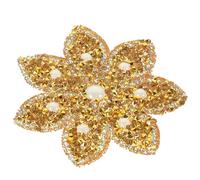 ifundom Parche Termoadhesivo Aplique de Flor en Tonos Dorados Resina y Adhesivo, Decoración Brillante y Delicada para Vestido de Novia, Vestido de Noche y Chaquetas