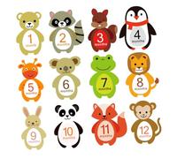 ifundom Pegatinas Mensuales para Bebés Autoadhesivas 12 Piezas Diseños de Animales Papel Película Reutilizables y Suaves para Recién Nacidos Accesorio Adecuado para Fotografía y