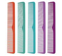 ifundom Peine Antiestático Resistente al Calor de Plástico, Juego de 5 Piezas de Doble Punta, Peines Profesionales para Cortar y Peinar el Cabello, Uso en Peluquería y Color Aleatorio