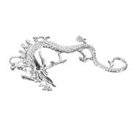 ifundom Pendiente Clip Mujer sin Perforación Diseño Dragón Punk Geométrico Metal Color Plata Antigua para Oreja Izquierda Accesorio Joyería Estética Manguito Oreja Completo Uso Diario