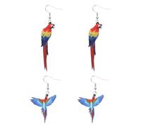 ifundom Pendientes Acrílicos de Pájaros 2 Pares Diseño de Colibrí Palomita Águila Búho y Loro Ligeros y Cómodos para Fiesta Obsequio para Mujer y Niña
