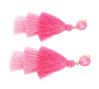 ifundom Pendientes Bohemios Colgantes para Mujer Pendientes Borlas de Tres Capas Diseño Escalonado en Rosa Degradado Accesorios Étnicos de Verano para Fiestas y Reuniones