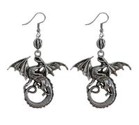 ifundom Pendientes Colgantes de Dragón para Mujer, Estilo Punk Retro, Aleación Ligera Plateada, Diseño Vintage Alas, Accesorios de Moda para Fiestas y Uso Diario