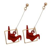 ifundom Pendientes Colgantes de Grulla de Papel Roja para Mujer Diseño Tridimensional Ligero y Elegante Adecuado para Celebraciones y Uso Diario