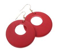 ifundom Pendientes Colgantes de Mujer Redondos de Madera Geométrica Ligeros y Resistentes Diseño Elegante para Fiestas y Regalos de Color Rojo