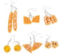 ifundom Pendientes Colgantes de Resina Forma de Pan para Mujer y Niñas, Bisutería Ligera, Accesorio Divertido para Uso Diario y Fiestas, 6 Pares Variados, Tamaño Cómodo Varios estilos