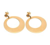 ifundom Pendientes colgantes redondos ligeros de acero inoxidable dorado, diseño geométrico vintage, ideales para mujeres en eventos casuales