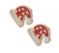 ifundom Pendientes de Navidad con Gorro Santa de Aleación y Gotas de Esmalte Pendientes de Mujer y Niña con Cristales Joyería Festiva para Disfraz y Regalo Fiestas de Navidad