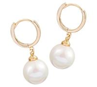 ifundom Pendientes de Perlas Colgantes Elegantes Tamaño Pequeño para Fiestas y Uso Diario Aro Dorado, Pendientes de Oro y Perla, Ligeros y Delicados para Mujer