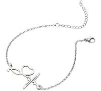 ifundom Pulsera Ajustable para Mujer de Aleación Color Acero Diseño Geométrico de Ritmo del Corazón Pulsera de Fe y Amistad para Adolescentes y Obsequio de Cumpleaños